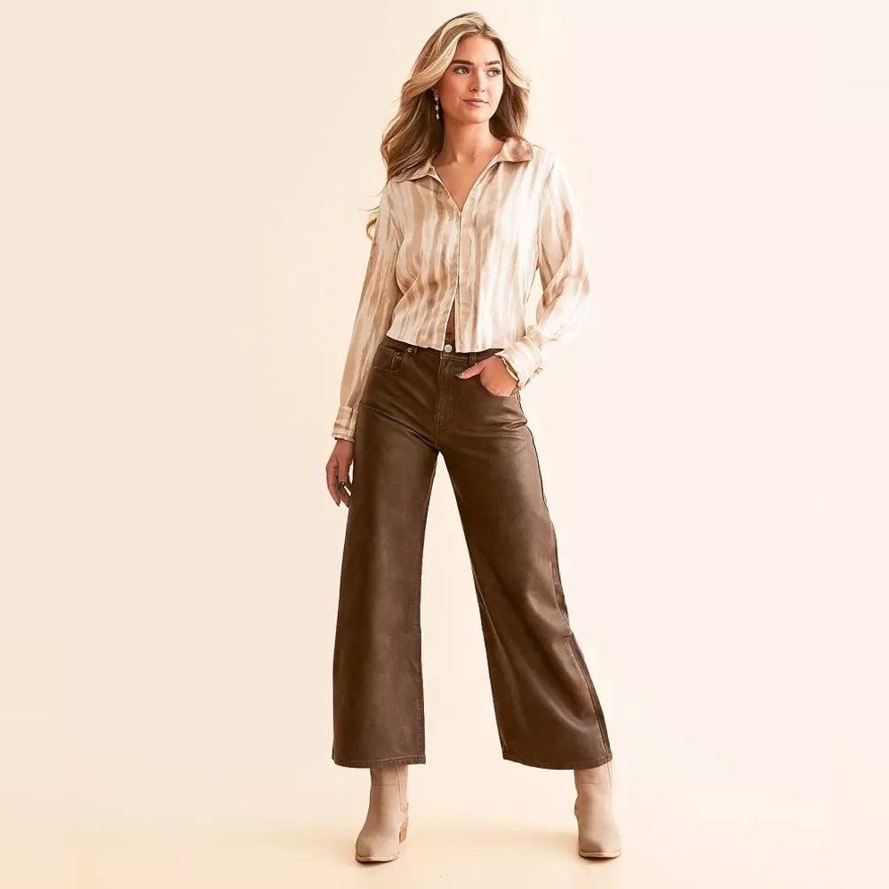 New! We The Free x Free People Misha Brown Barrel Balloon Wide Leg Pants🤎 26 NWT - Picture 5 of 14